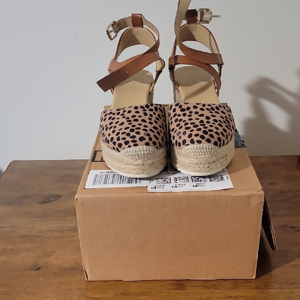 Leopard Print Espadrille Wedge Sandals
